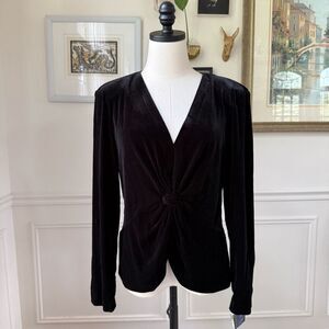 NWT Nos Vintage Patra Loehmann’s Black Velvet Twist Front Top L